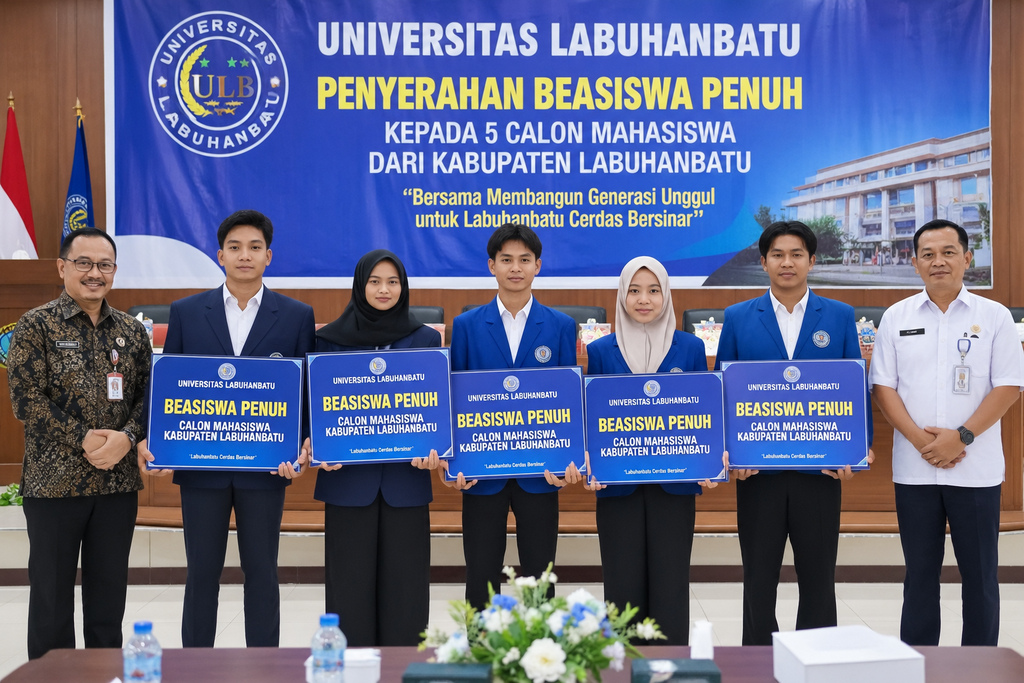 Lima Calon Mahasiswa Labuhanbatu Terima Beasiswa Penuh, Dukung Program Labuhanbatu Cerdas Bersinar