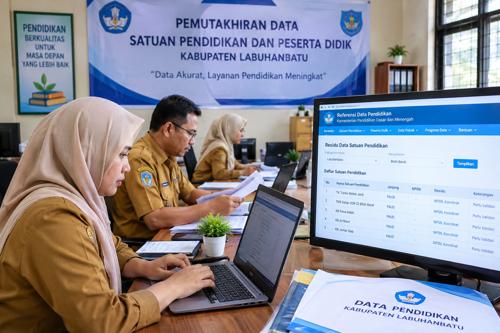 Pemutakhiran Data Pendidikan Labuhanbatu Terus Berjalan, Sekolah Diminta Perkuat Validasi Data