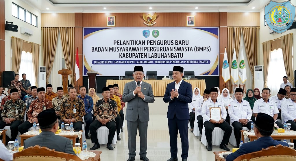 Bupati dan Wakil Bupati Labuhanbatu Hadiri Pelantikan BMPS, Dorong Penguatan Pendidikan Swasta
